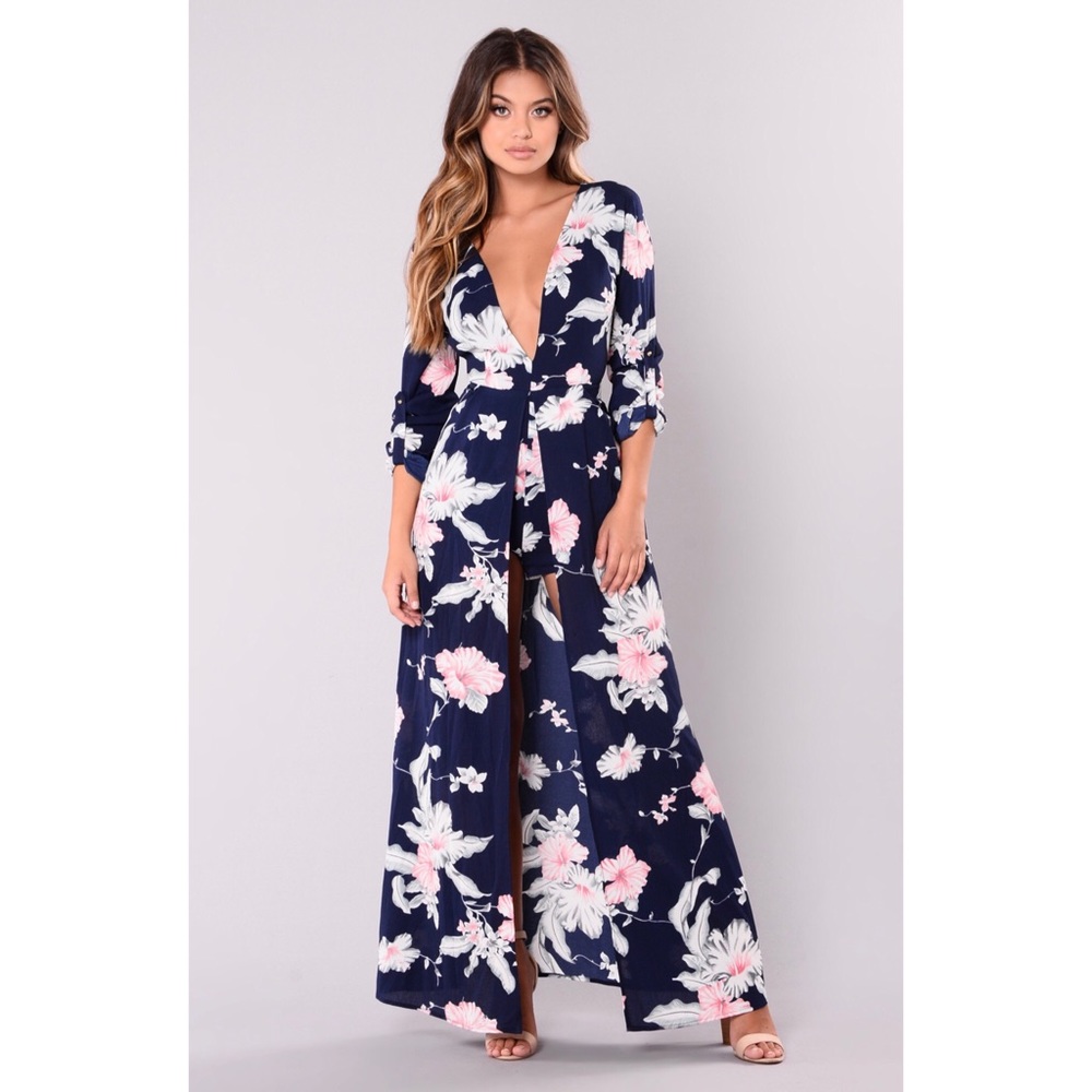 Ximena Floral Maxi Dress - Navy